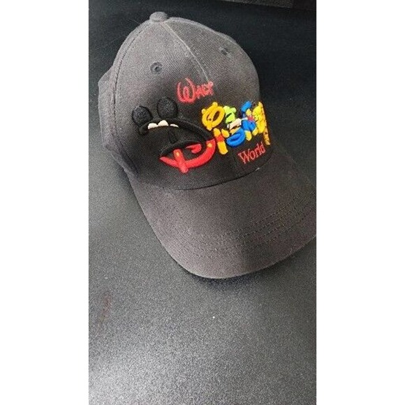 Walt Disney World Character Lettering Embroidered Black Baseball Strap Back Hat - Picture 2 of 4